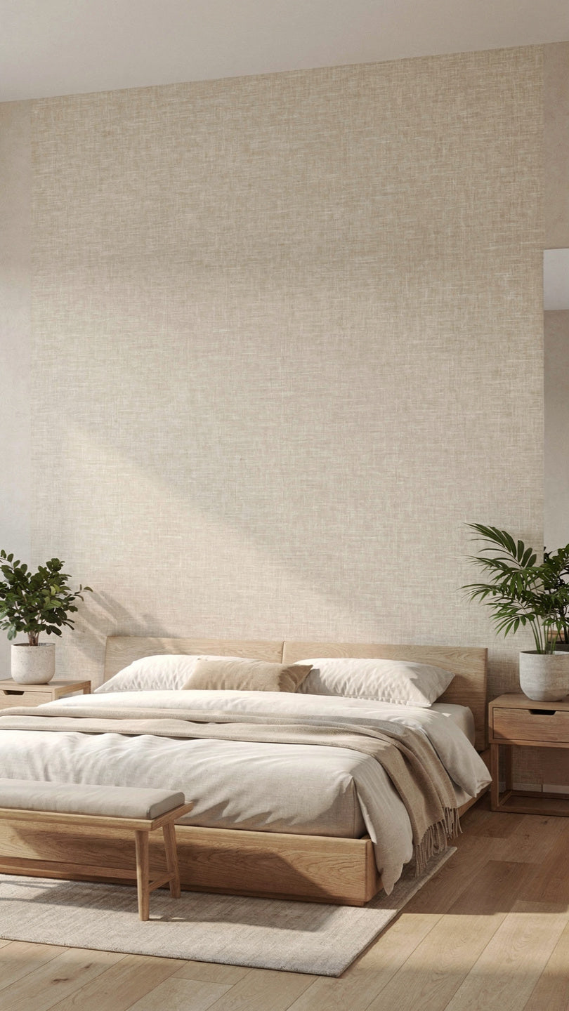 Luxe Linen Texture Self-Adhesive Wall Rolls (Wheat Beige)