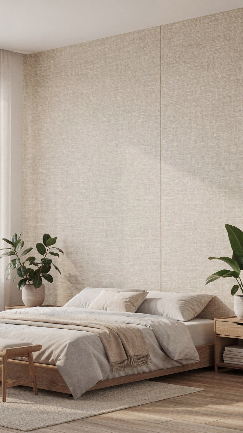 Luxe Linen Texture Self-Adhesive Wall Rolls (Wheat Beige)