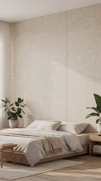 Luxe Linen Texture Self-Adhesive Wall Rolls (Wheat Beige)