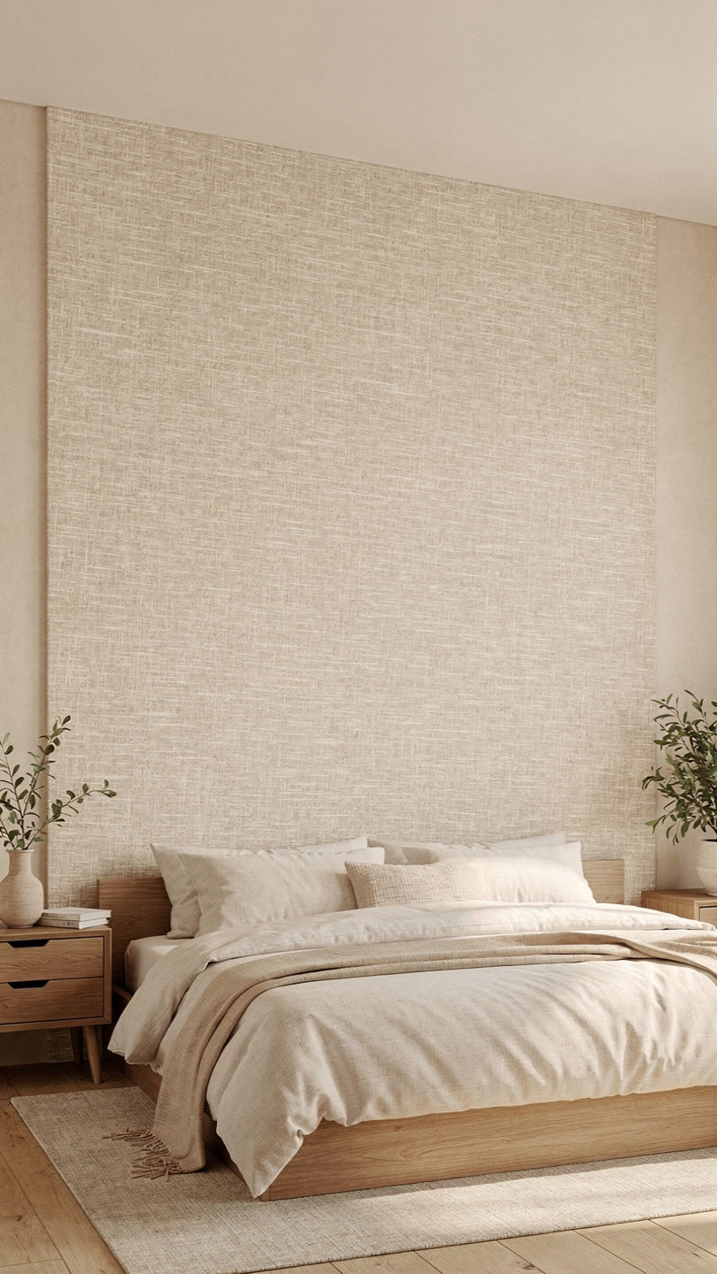 Luxe Linen Texture Self-Adhesive Wall Rolls (Wheat Beige)